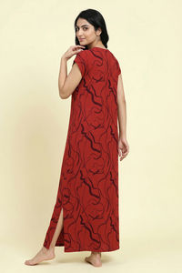 Zivame Woven Ankle Length Nightdress - Burnt Brick — thumbnail 2